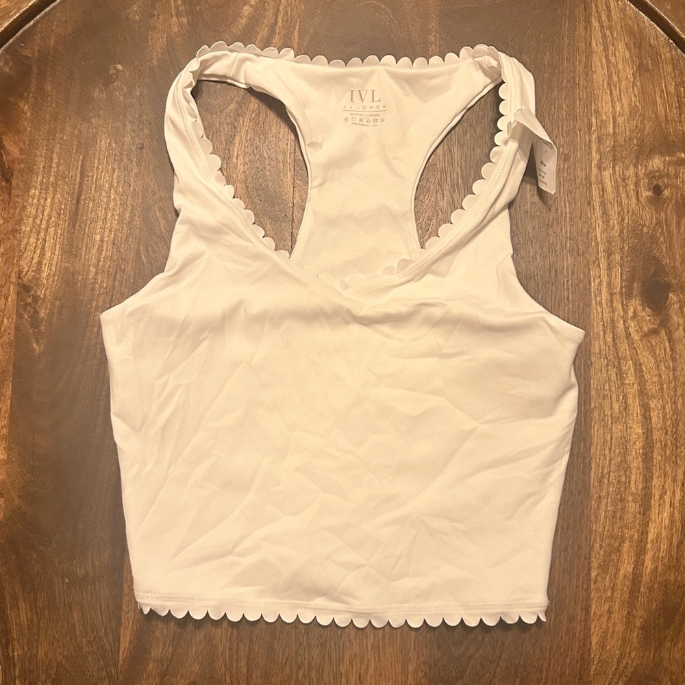 IVL White Scalloped Tank Top
